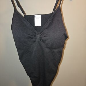 Black Ruched Bodysuit